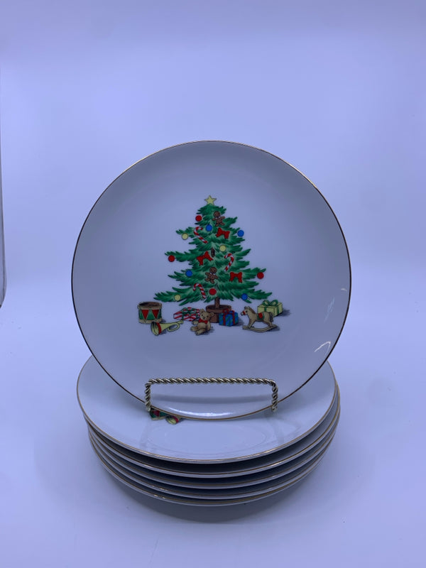 6 HOLIDAY HOSTESS CHRISTMAS TREE LUNCH PLATES.