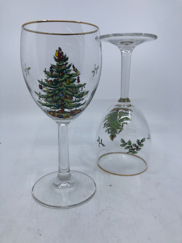 6 SPODE TREE WINE GLASSES.