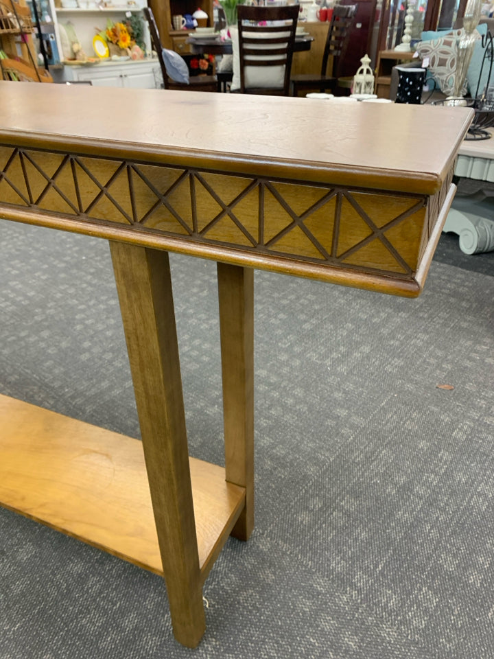 RUSTIC SOLID WOOD SOFA TABLE.