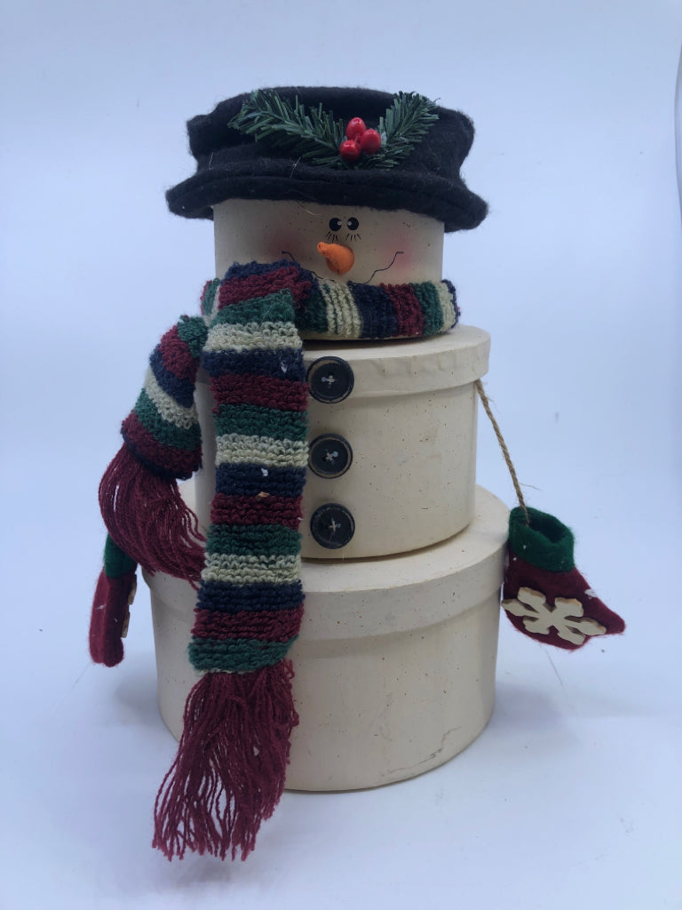 STACKING SNOWMAN BOXES.