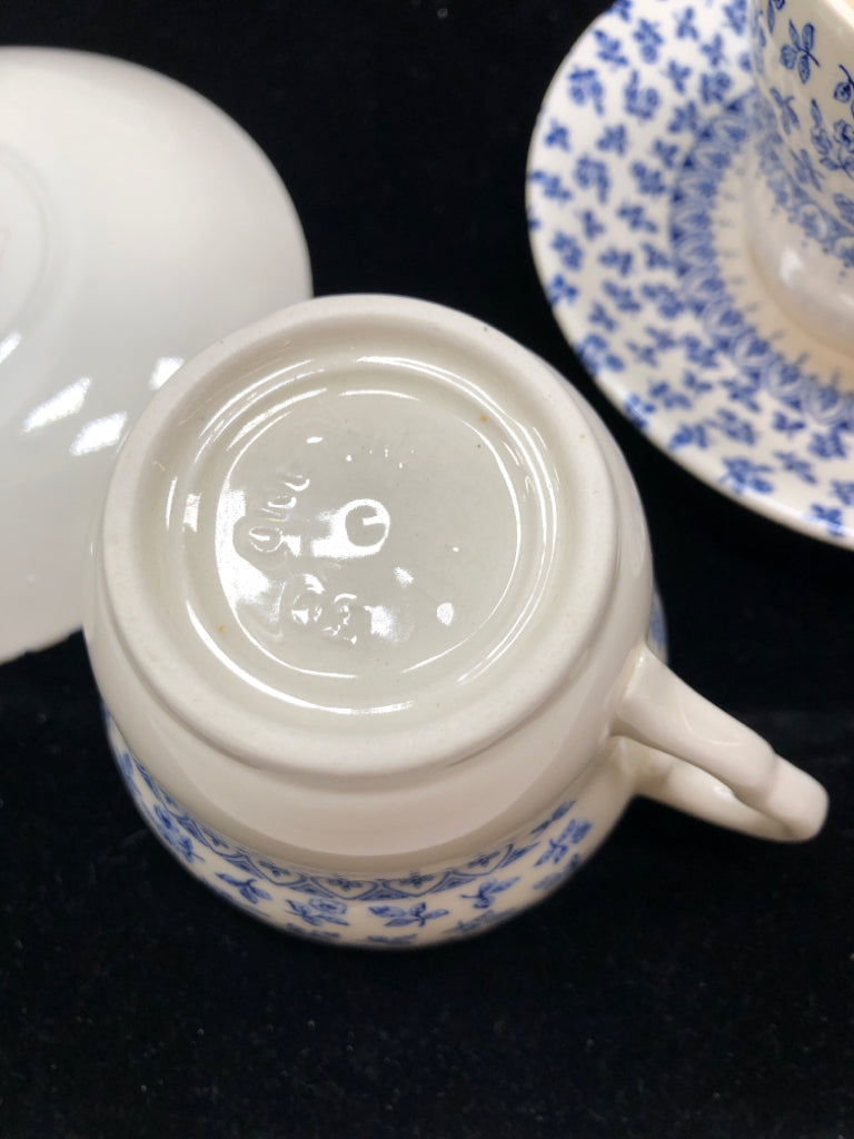 12PC PROVENCE BLUE IRONSTONE TEACUP/SAUCER SET.