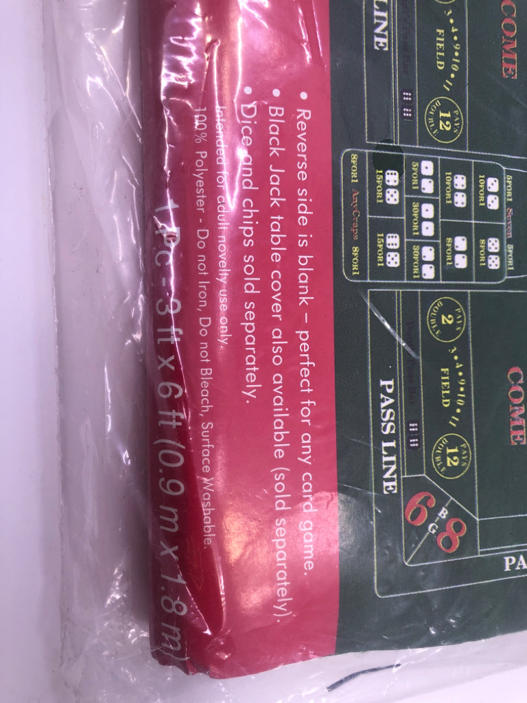 NIP CASINO CRAPS GAME TABLE COVER