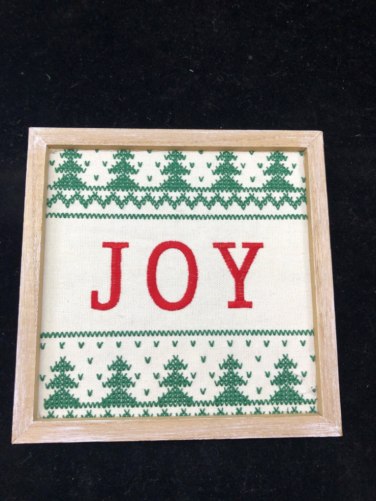 EMBROIDERED JOY SQUARE WALL DECOR.