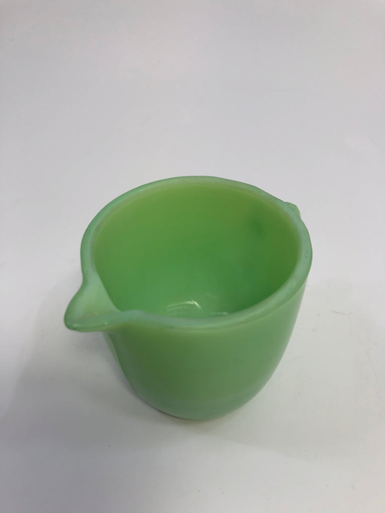 VTG JADEITE MILK GLASS CREAMER.