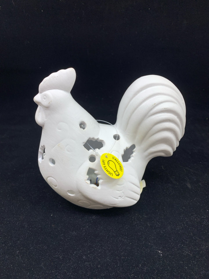 WHITE PAINTABLE ROOSTER.