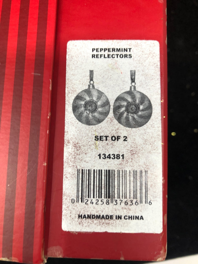 2 WATERFORD PEPPERMINT CIRCLE CANDIES RED/GREEN.