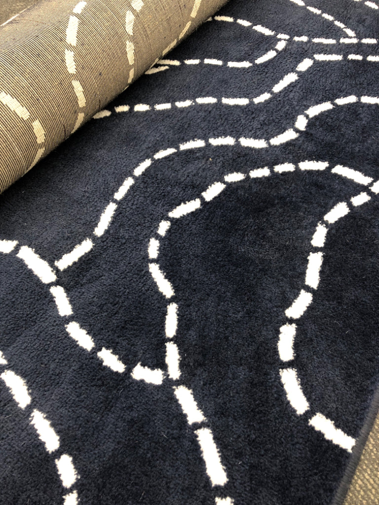 BLUE FERLE RUG W/DOTTED PATH DESIGN.