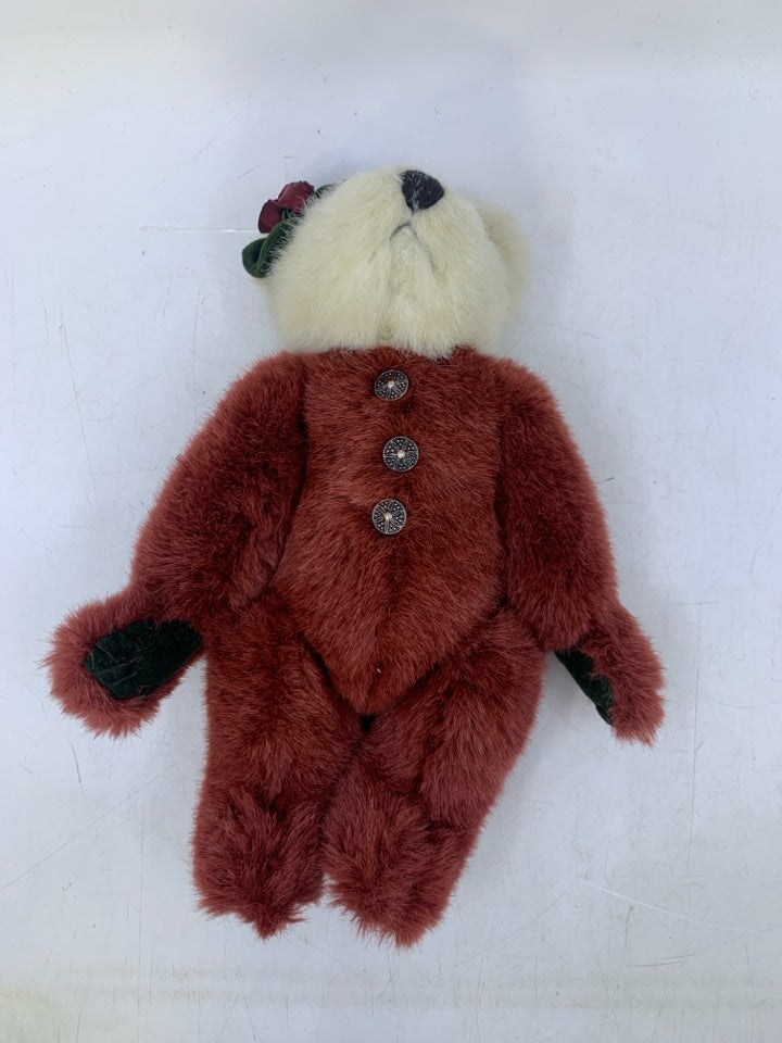 RED/WHITE BEAR W/ BOW/BUTTONS.
