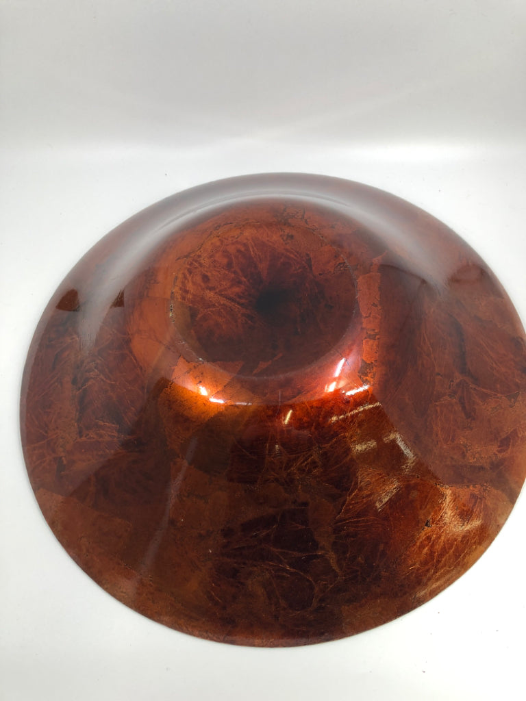 GOLD LEAF PAINTED CENTERPIECE DISH.