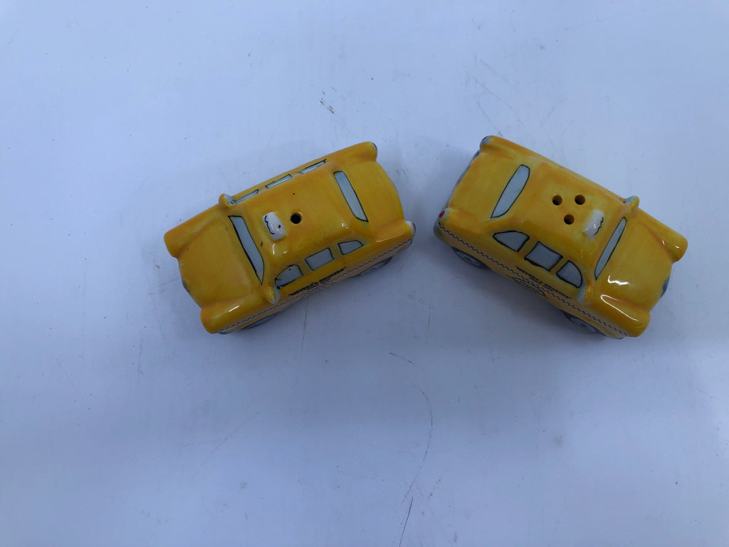 TAXI SALT AND PEPPER SHAKERS.