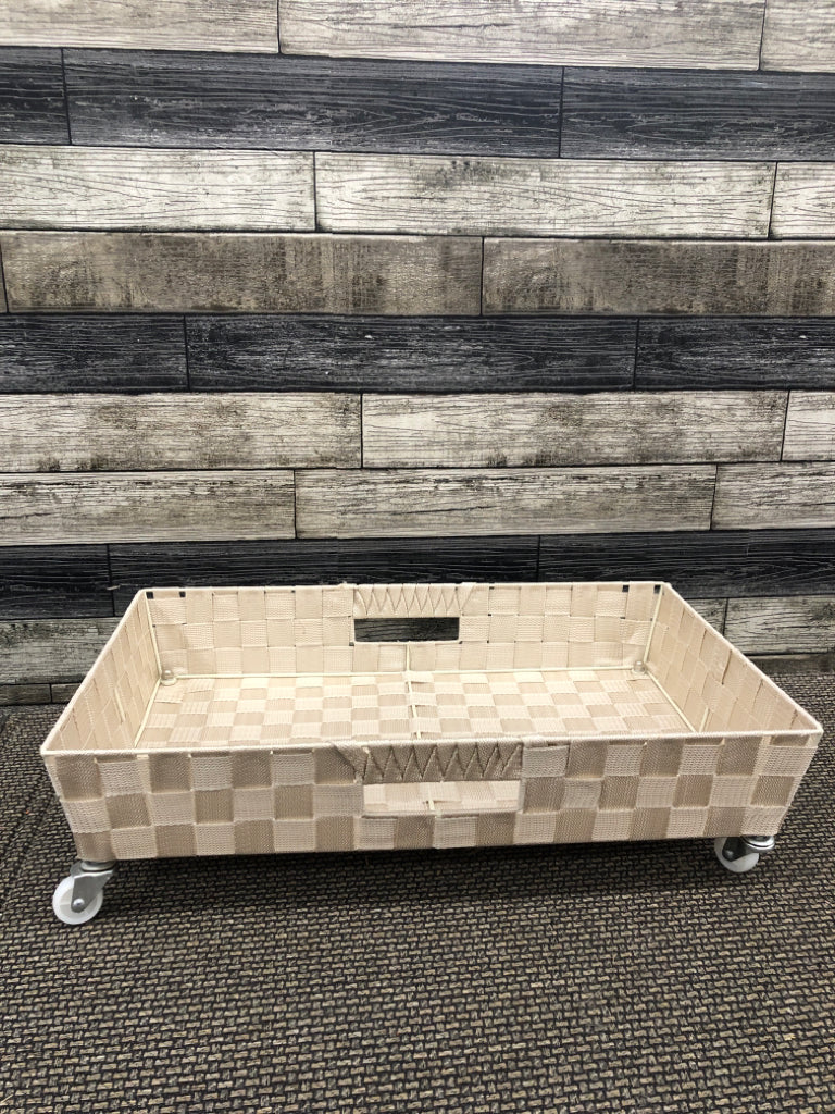 LIGHT ROSE UNDER BED STORAGE W WHEELS.