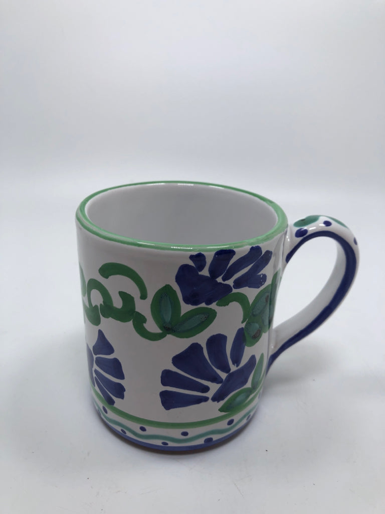 ITALIAN HAND-PAINTED BLUE/GREEN MUG.