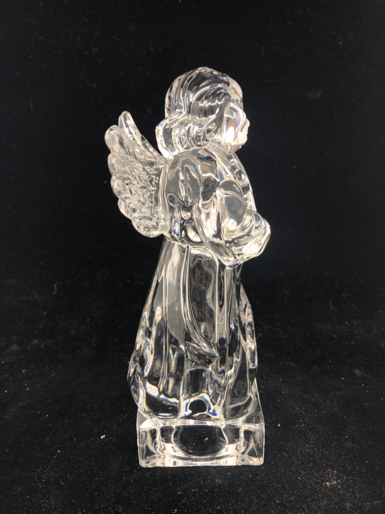 HEAVY GLASS ANGEL WITH VIOLIN .