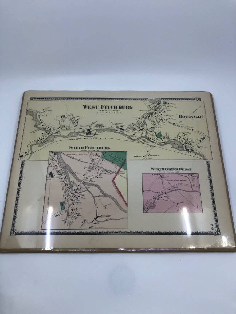 UNFRAMED VINTAGE MAP OF WEST FITCHBURG