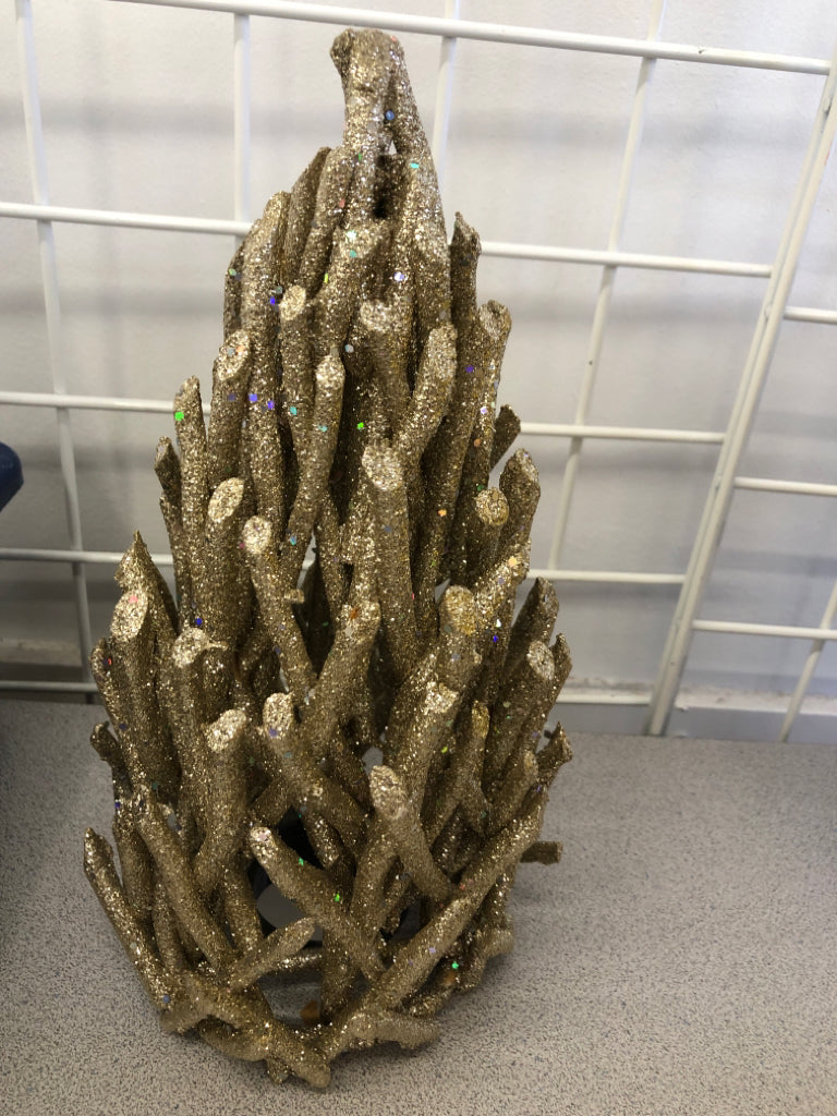 GOLD GLITTER TWIG TREE.