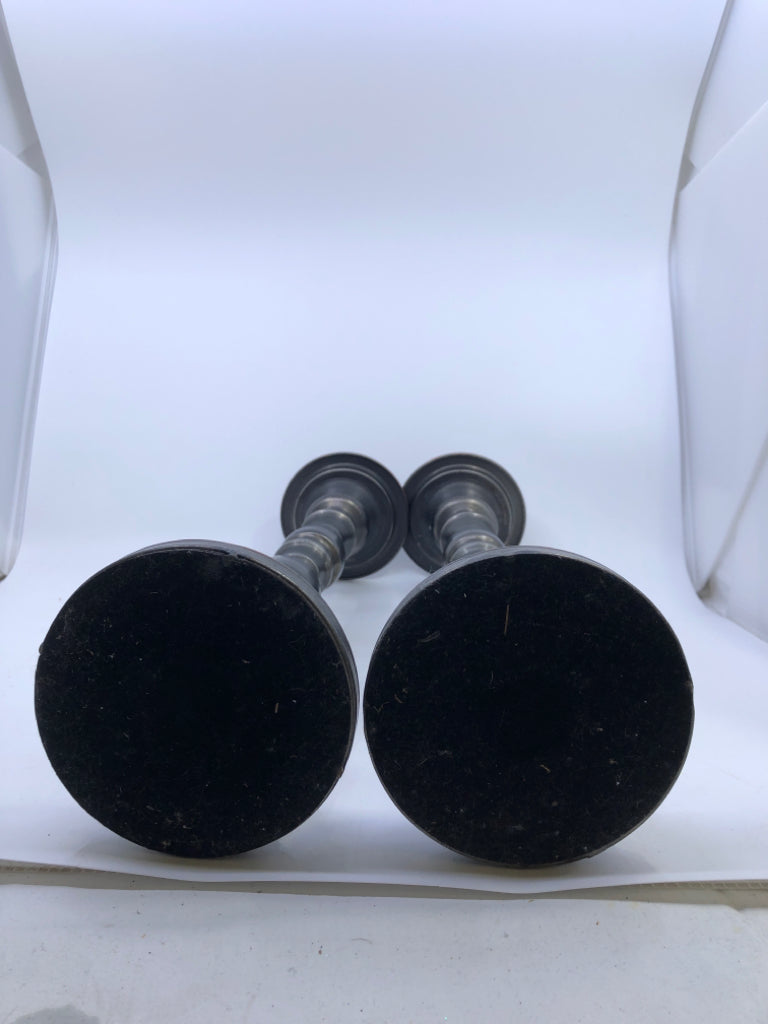 2 TALL BLACK PILLAR CANDLE HOLDER.