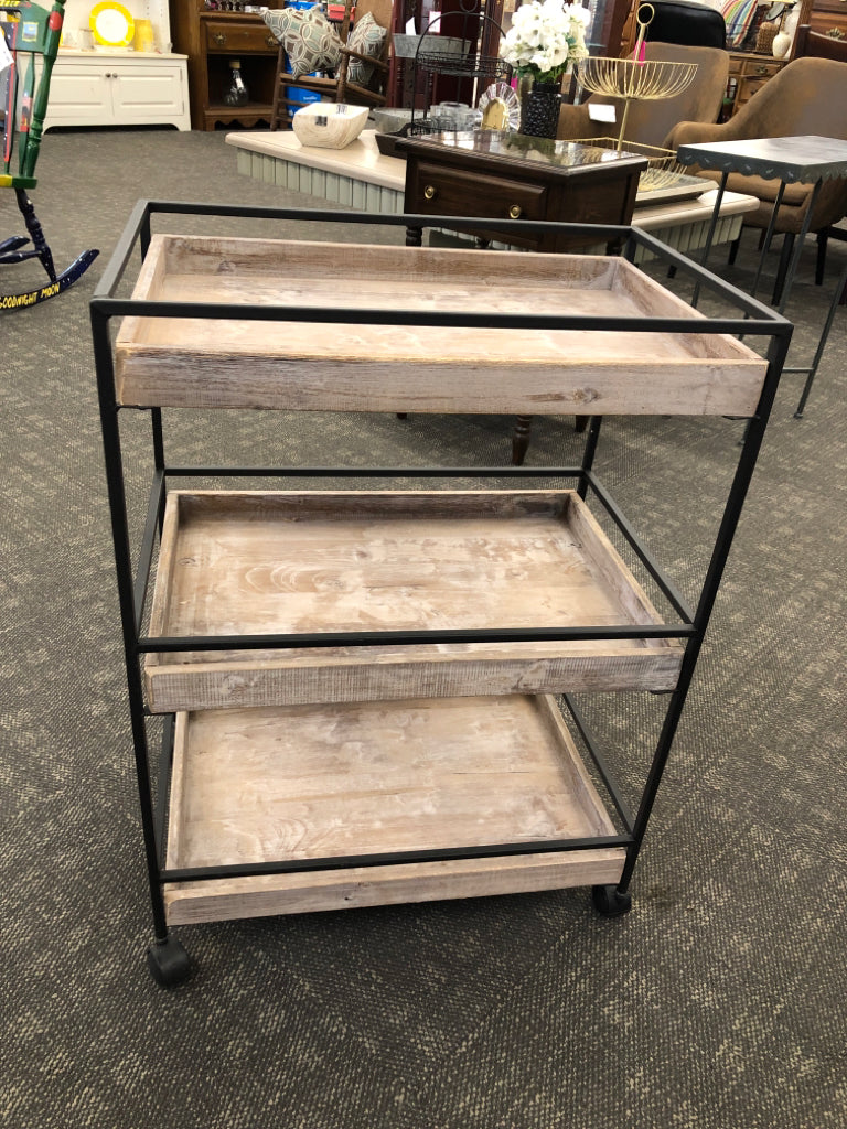 RUSTIC WOODEN BAR CART.