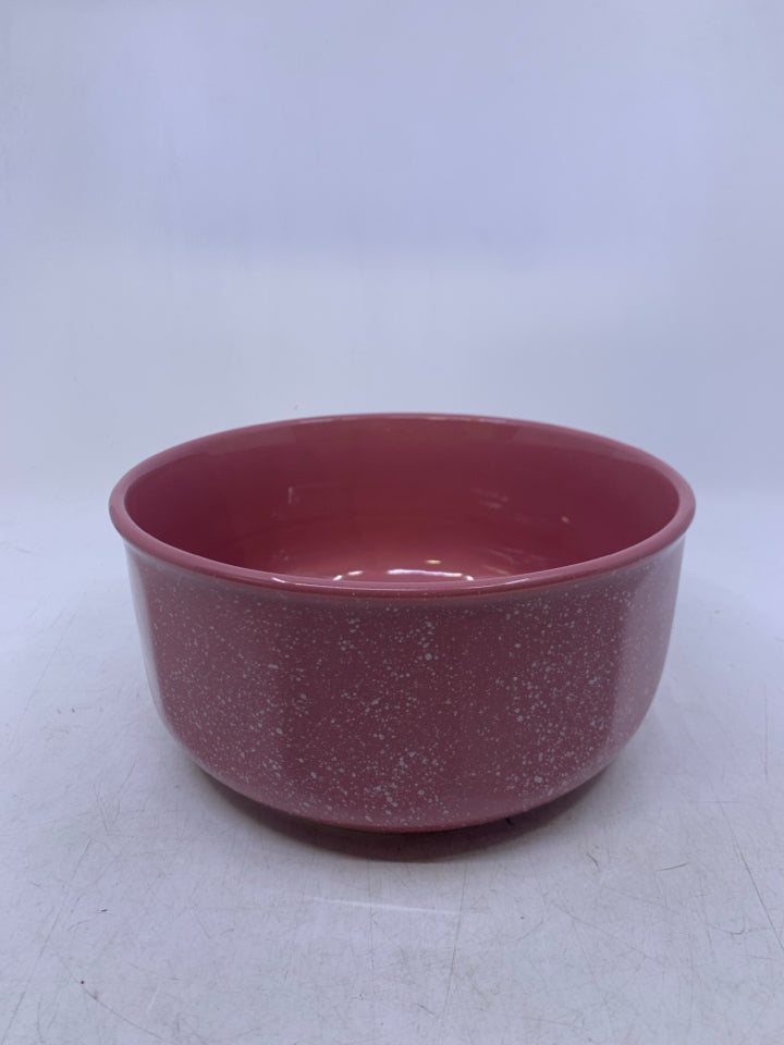 PINK CERAMIC HEAVY W/ WHITE SPECKLES BOWL.