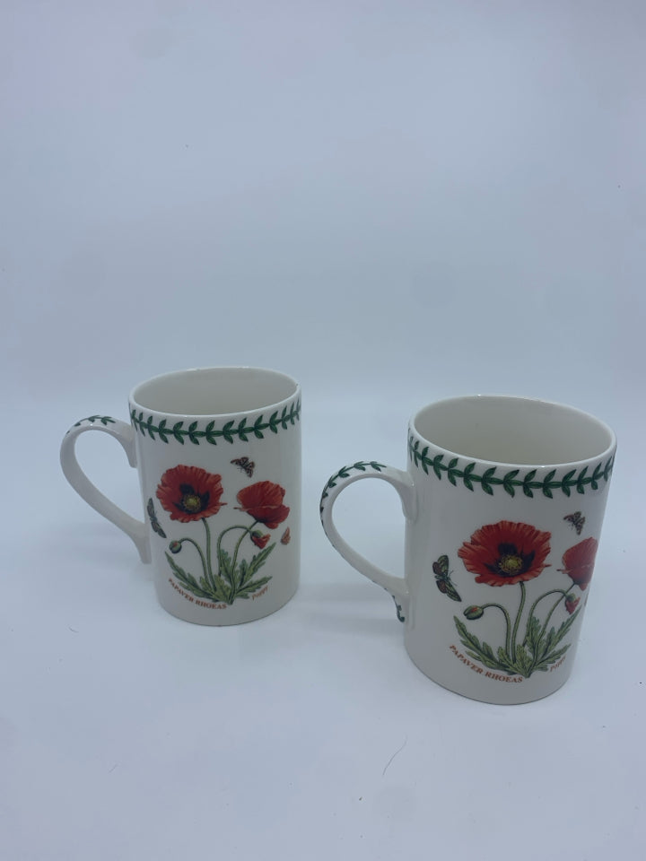 2 BOTANIC GARDEN SUNFLOWER FLORAL MUGS.