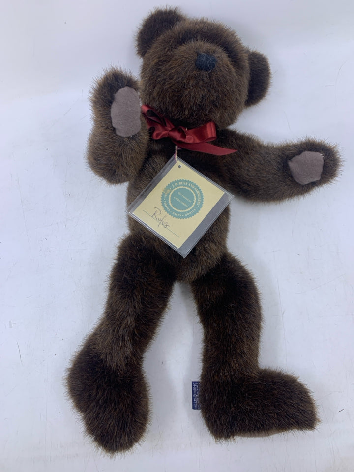 DARK BROWN BEAR W/ MAROON BOW BOYDS BEAR.