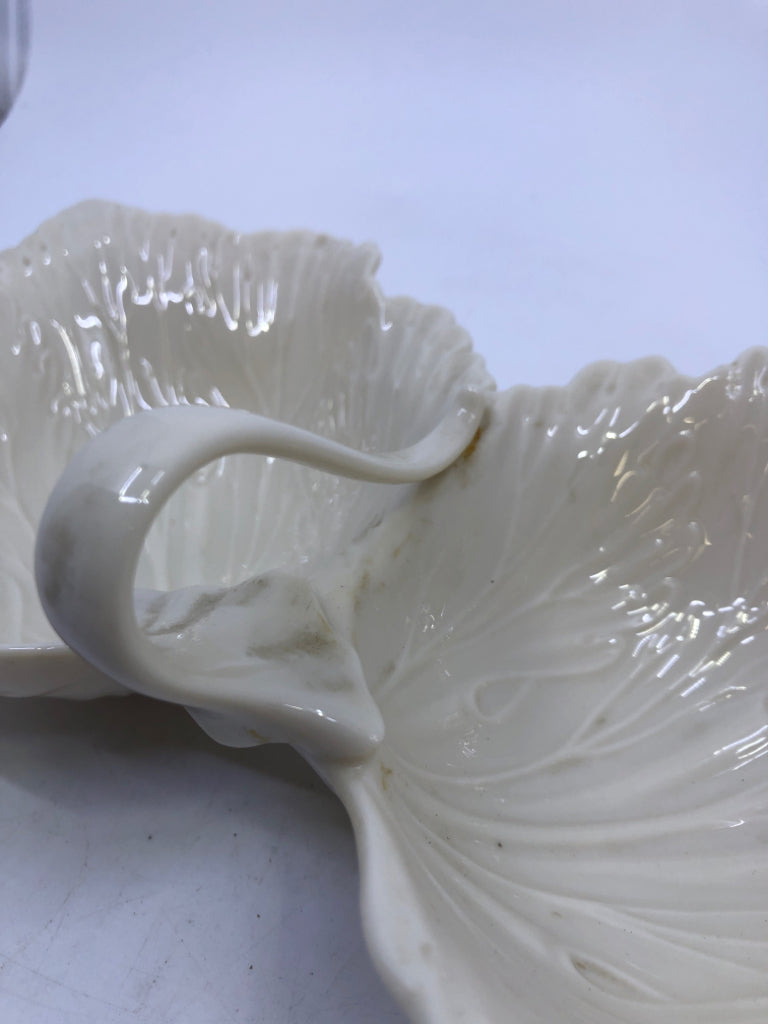 LENOX EMBOSSED LEAF DIVIDED DISH.