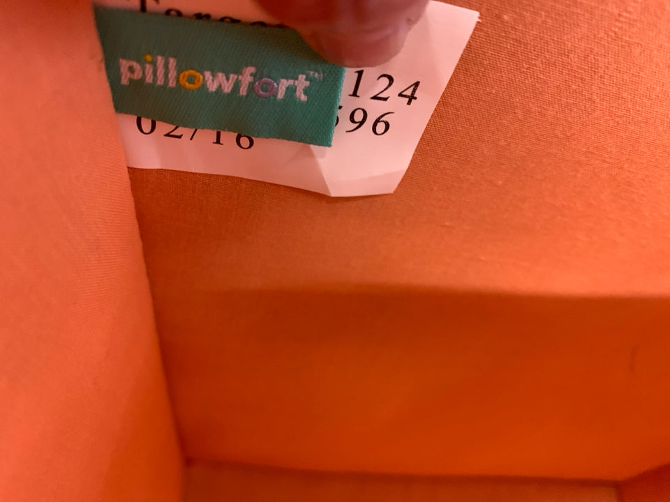 ORANGE/WHITE STRIPE CANVAS STORAGE BIN.