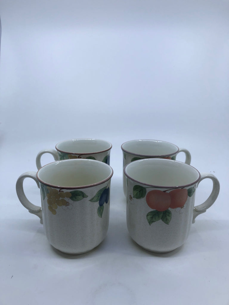 4 MIKASA FRUIT PANORAMA PATTERN MUGS.