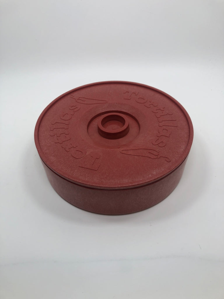 RED PLASTIC TORTILLA WARMER.