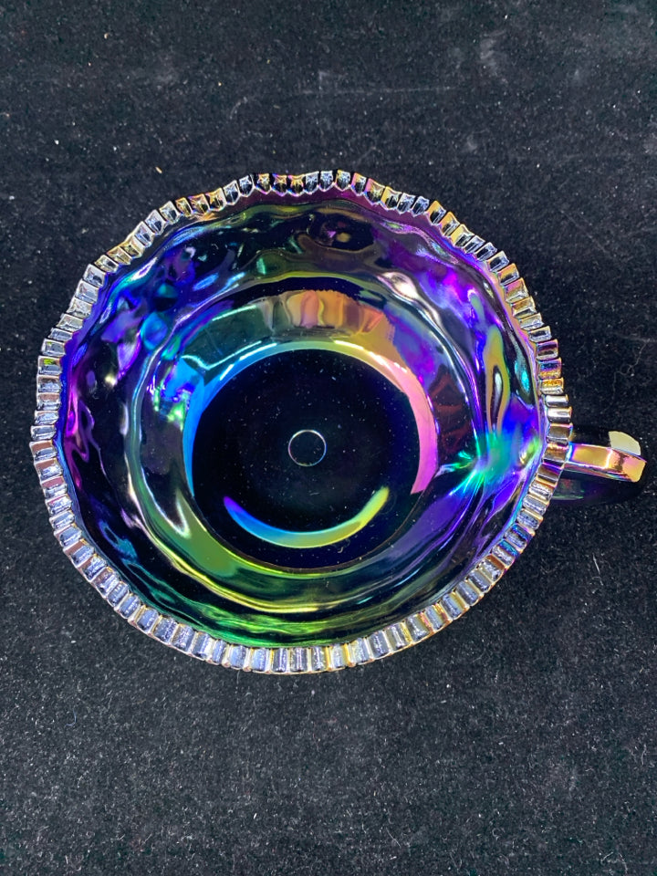VTG CARNIVAL GLASS BLUE GREEN PURPLE.