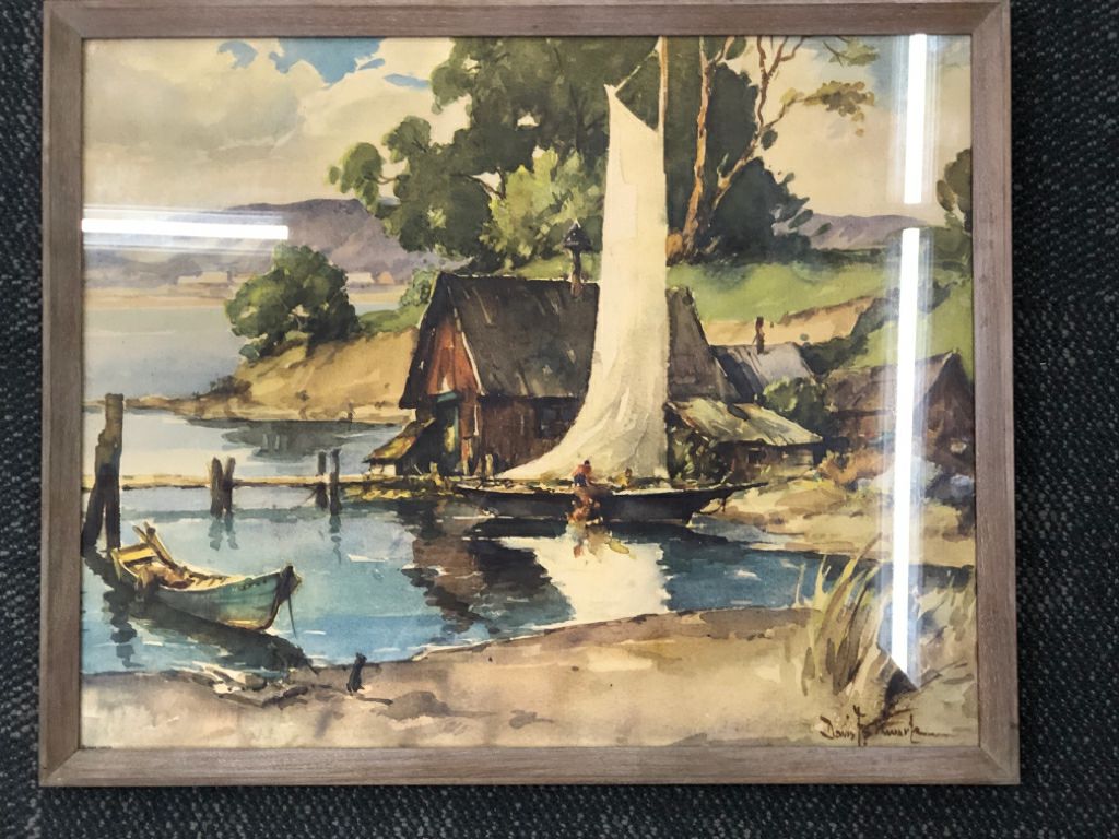 VTG TRANQUILITY REPRODUCTION FRAMED PRINT BY DAVIS F SCHWARTZ.