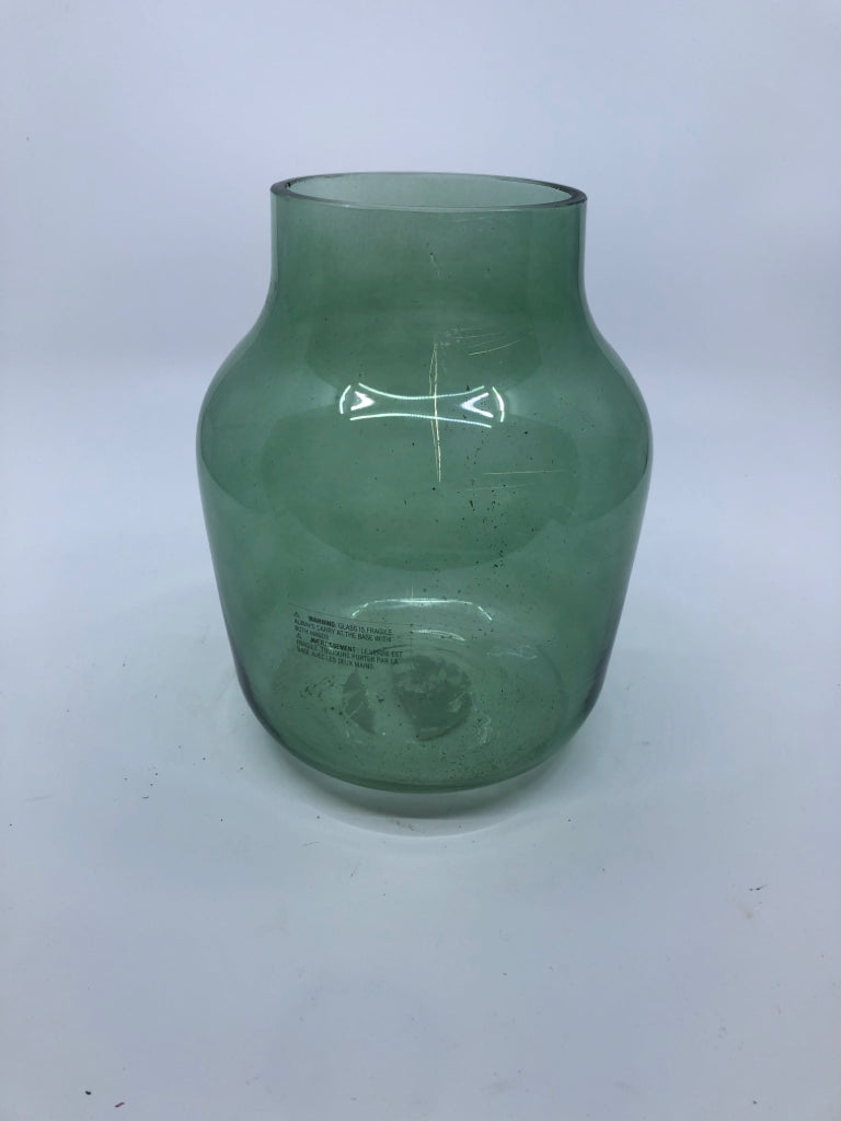 GREEN GLASS VASE.