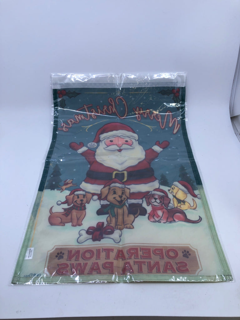 NIP SANTA YARD FLAG "MERRY CHRISTMAS" WITH POLE.
