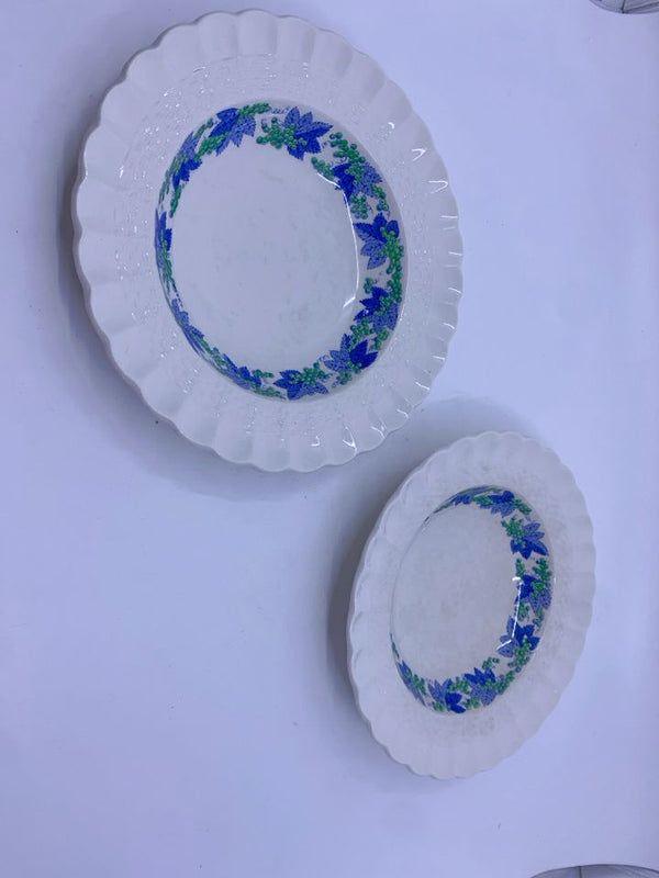 2 VTG COPELAND "VALENCIA" CREAM W LEAVES AND GRAPES SOUP BOWLS.