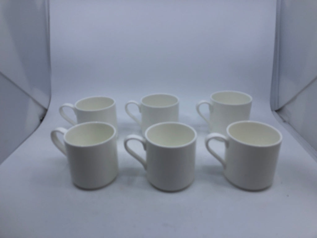 6 WHITE FORTESSA STACKING MUGS.