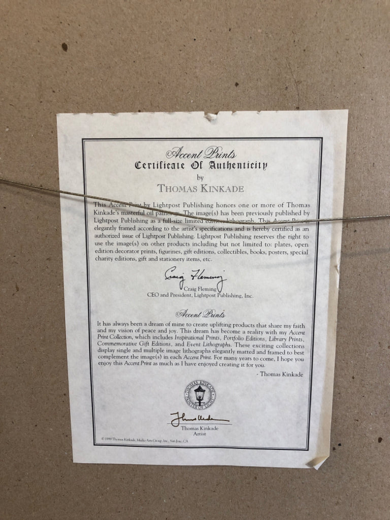 "STRONG FAMILIES MAKE A STRONG AMERICA" THOMAS KINKADE FRAMED PRINT.