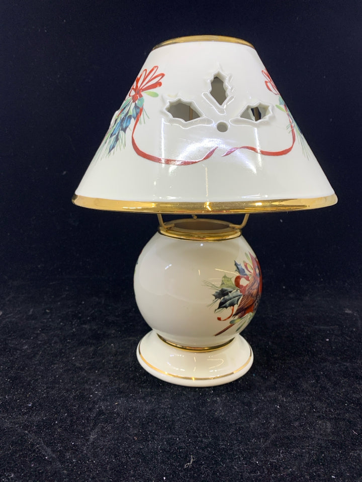 2 PC LENOX TEA LIGHT LAMP W/ CARDINALS.