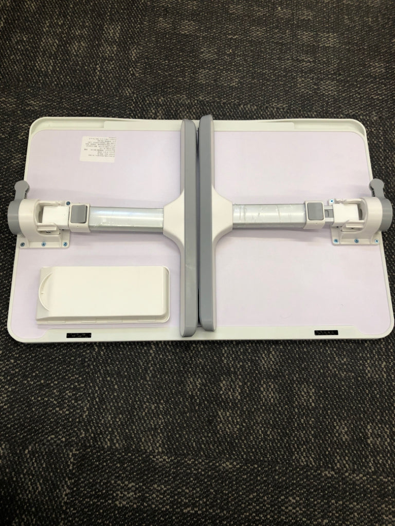 WHITE/GREY PLASTIC ADJUSTABLE COMPUTER LAP DESK.