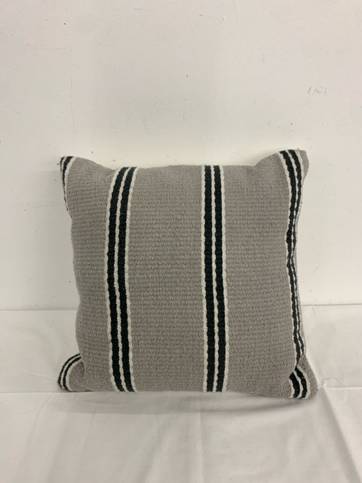 2 TONED GREY STRIPED SQUARE PILLOW.