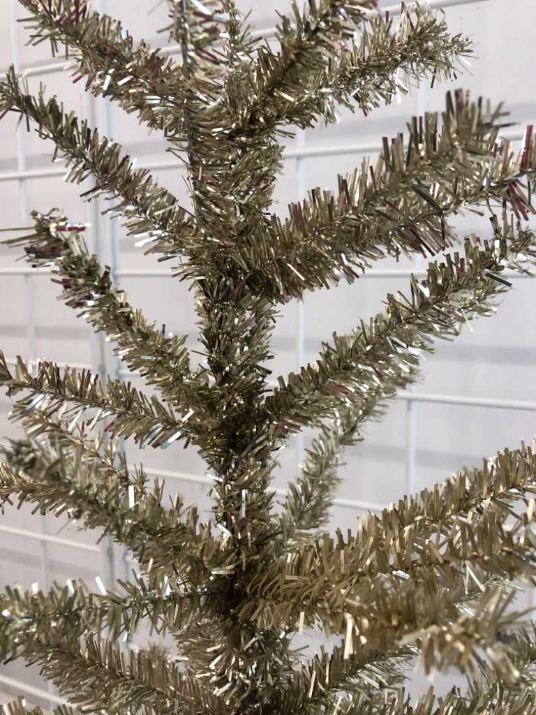 GOLD TINSEL TREE.