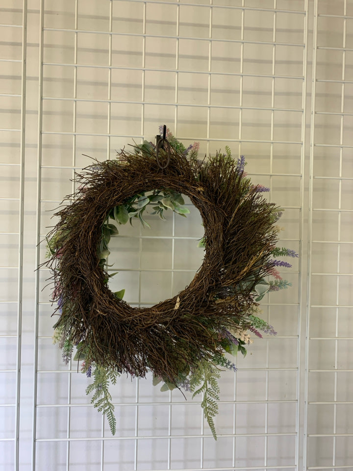 FAUX LAVENDER WREATH.