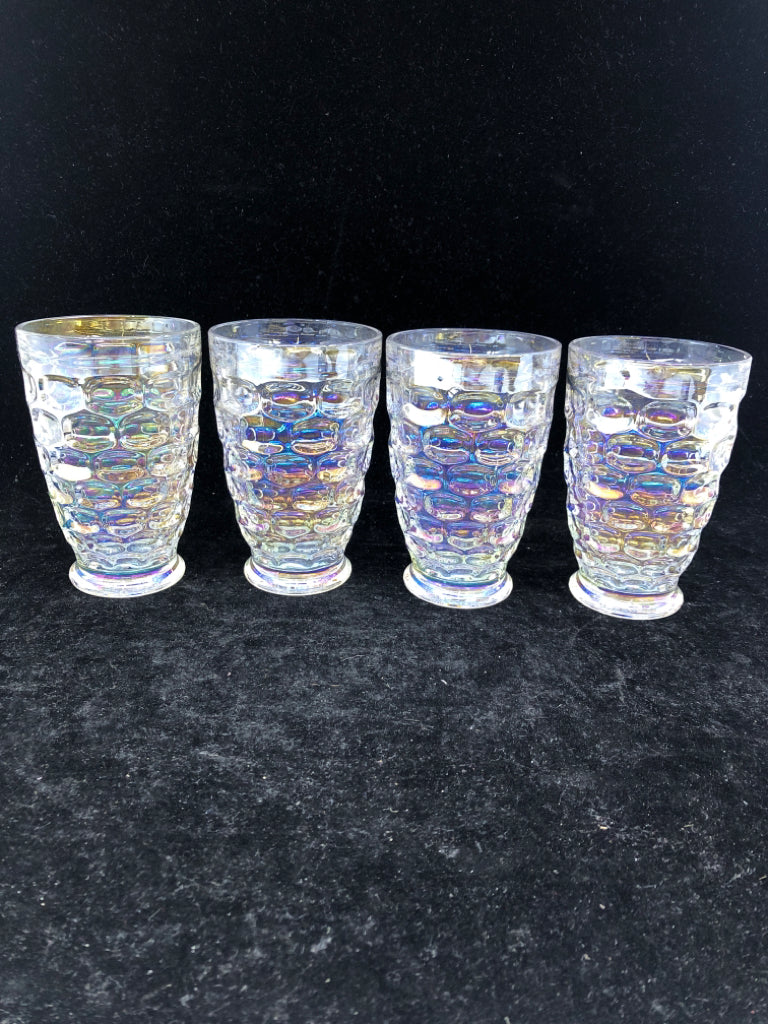 4 IRIDESCENT DIVET GLASSES.