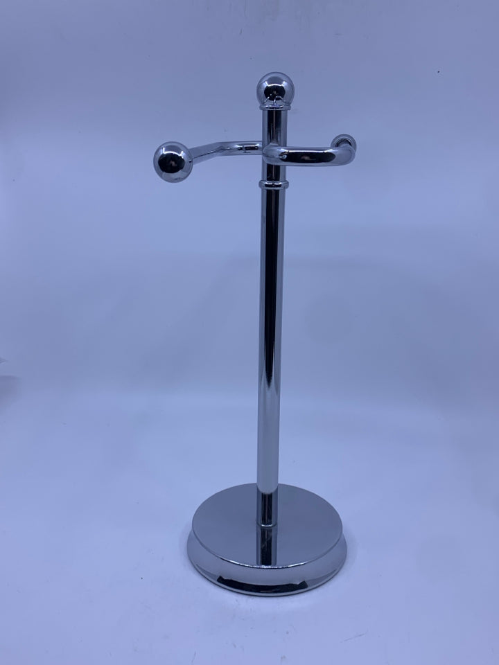 SILVER METAL TOWEL COUNTER TOP HOLDER.