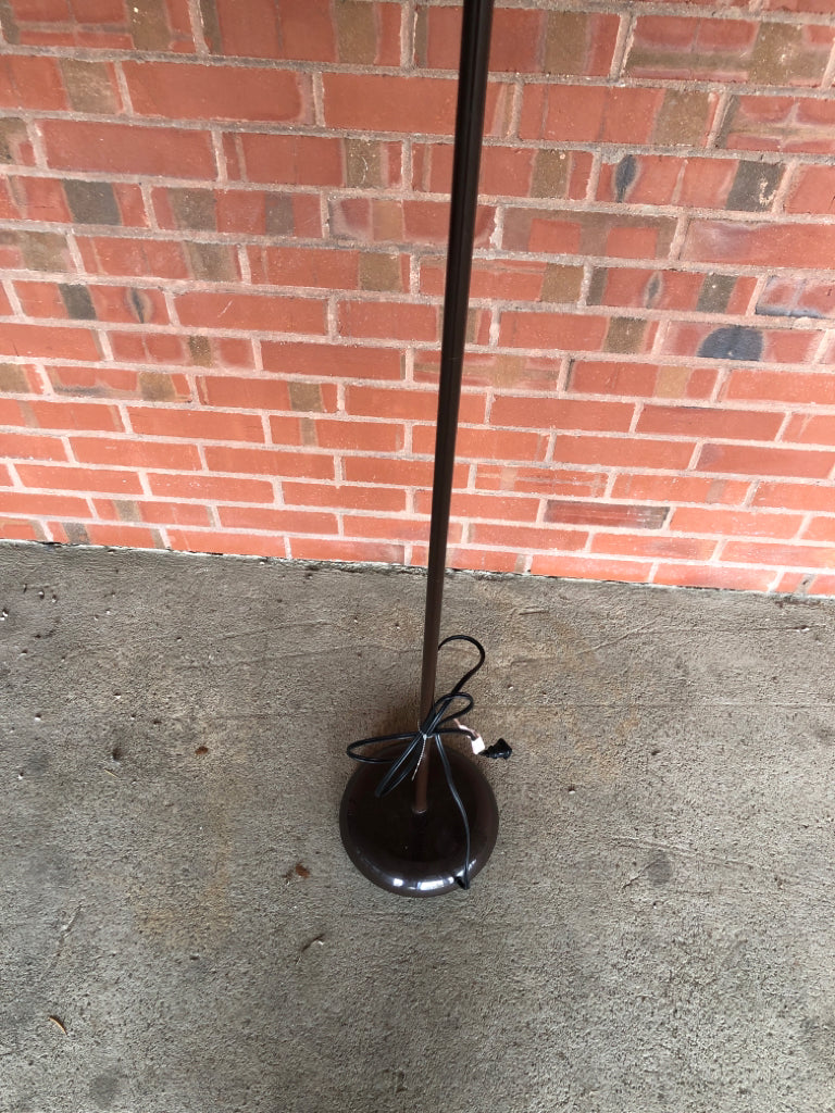 BROWN BASE FLOOR LAMP W/ EMBER SHADE.