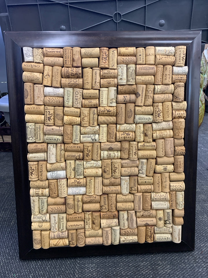 WINE CORK WALL ART BLACK FRAME.