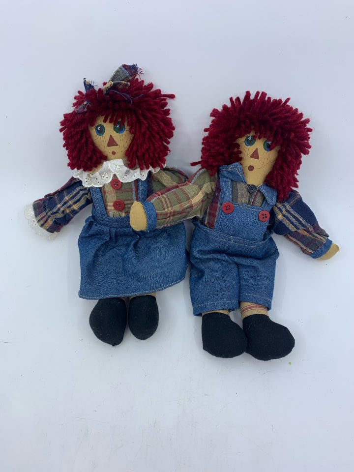 RAGGEDY ANNE + ANDY IN MATCHING OVERALLS.