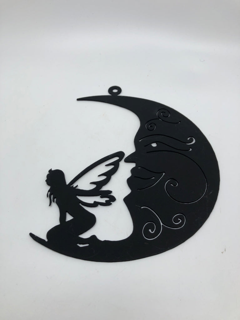 FAIRY AND MOON BLACK METAL SILHOUETTE.