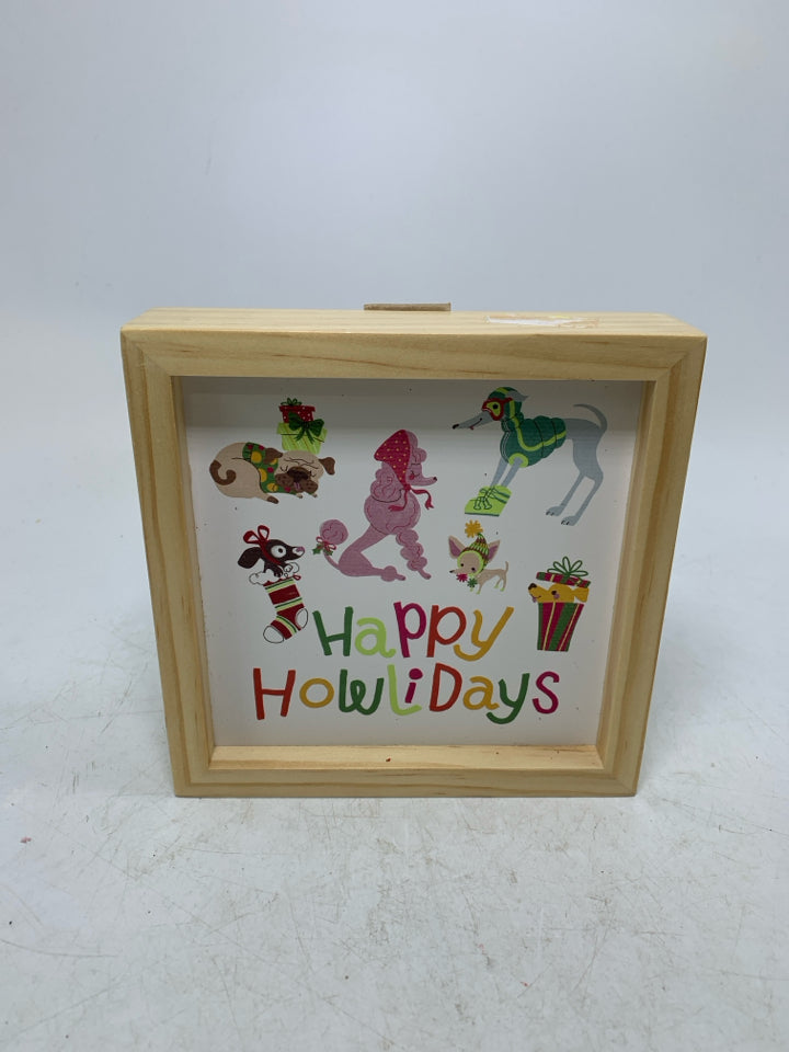 SMALL HAPPY HOLIDAYS DOGS FRAME.