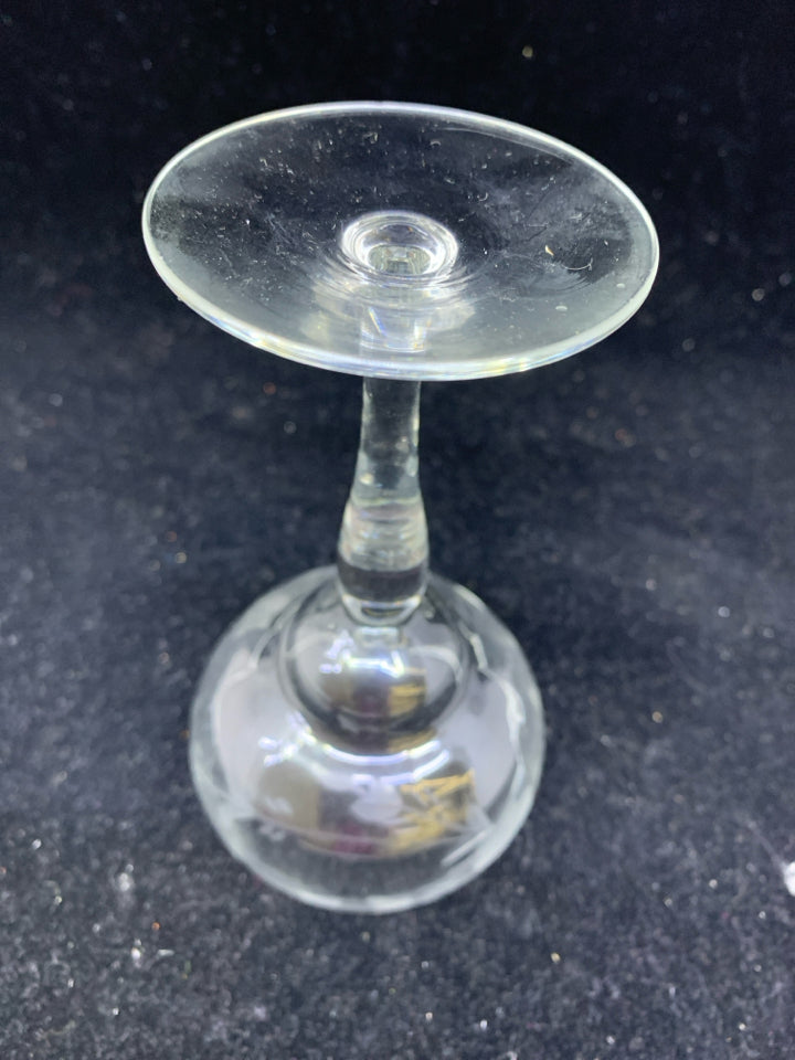 6 PRINCESS HOUSE MINI ETCHED MARGARITA GLASSES.