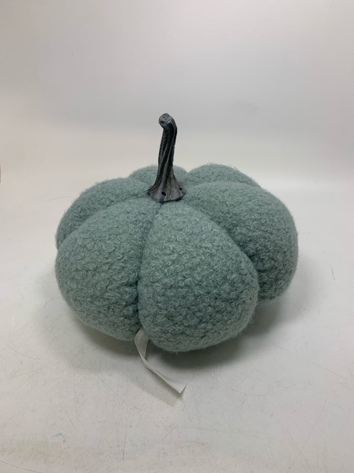 TEAL FURRY PLUSH PUMPKIN.