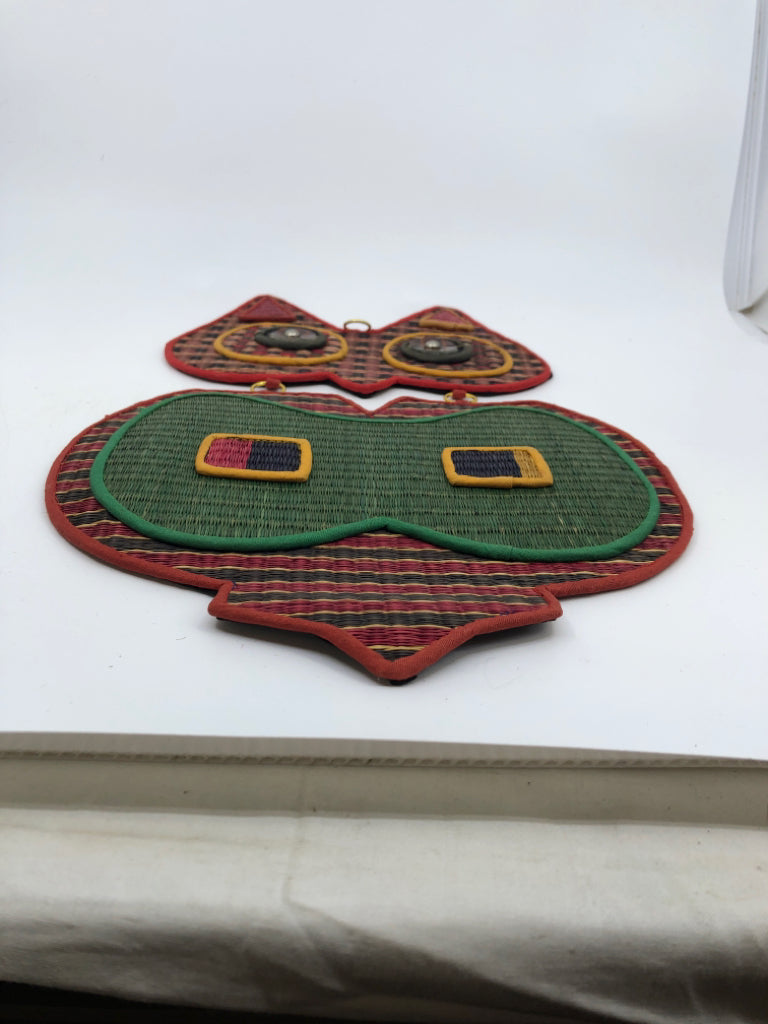 WOVEN COLORFUL OWL WALL HANGING.